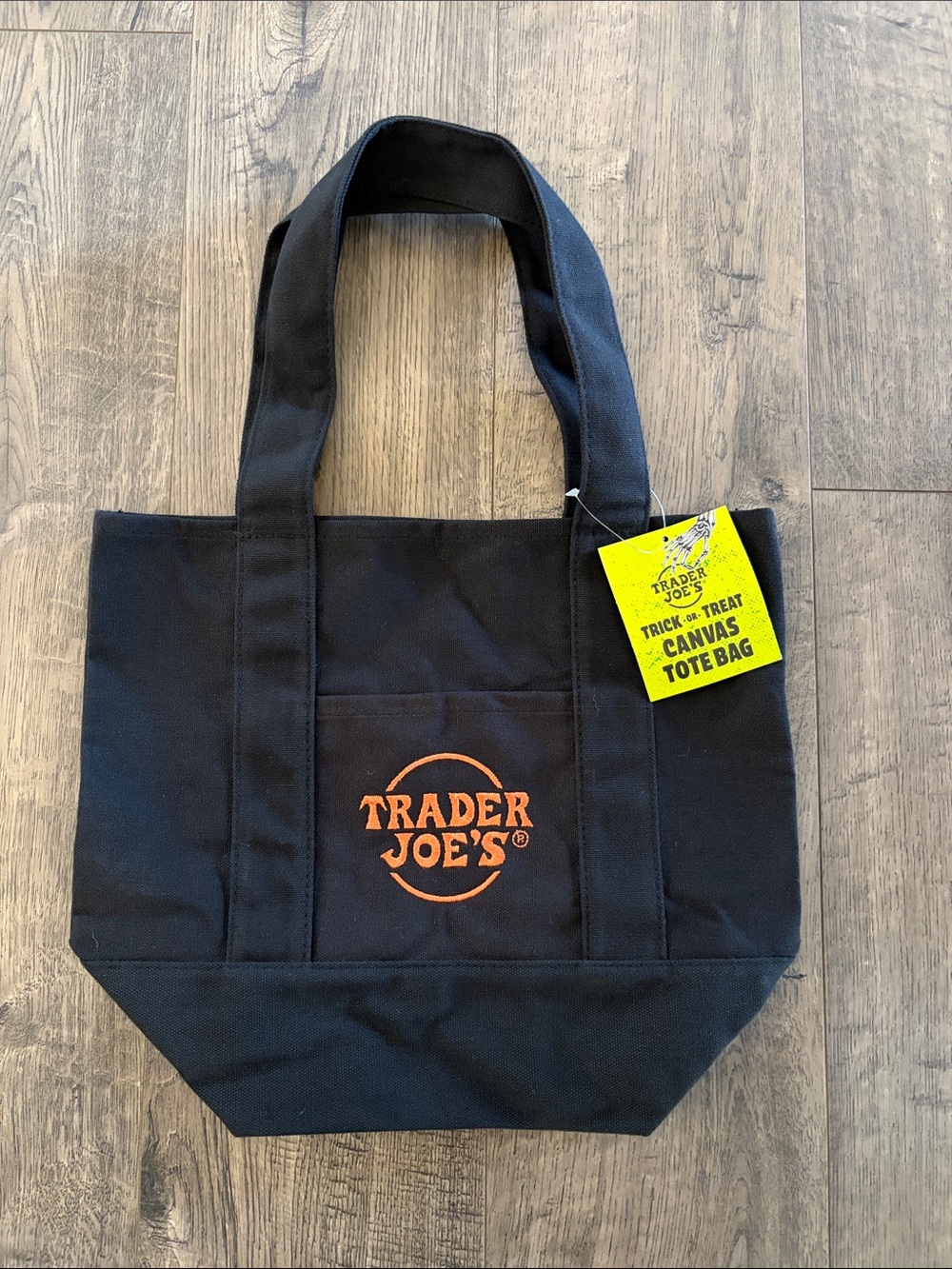 Trader Joe’s Black Canvas Tote Bag with Orange Logo